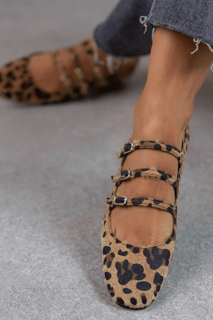 LEOPARD BUCKLE FLATS